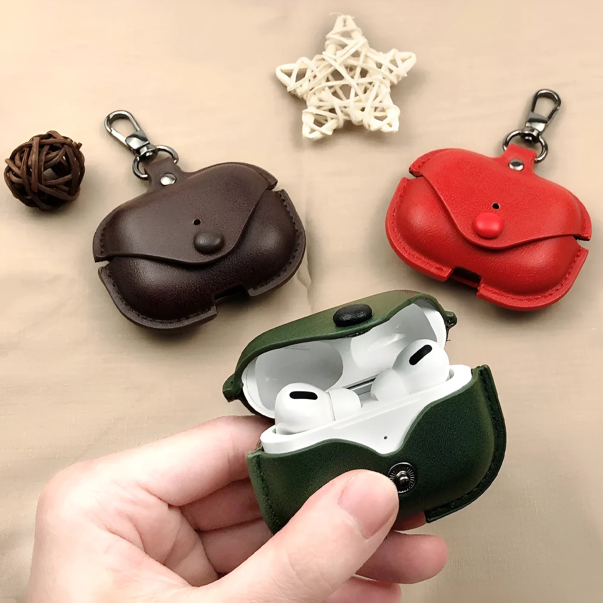 Hot pressed AirPods Pro protective leather sleeve case in multiple pattern options
