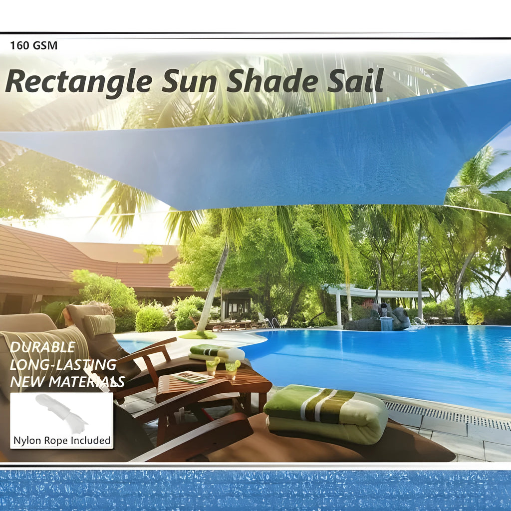 Curved square shade sail in blue colour providing outdoor UV protection