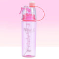 Portable outdoor sports mist spray cup with handle, transparent body showing scale markings, and spray mouth