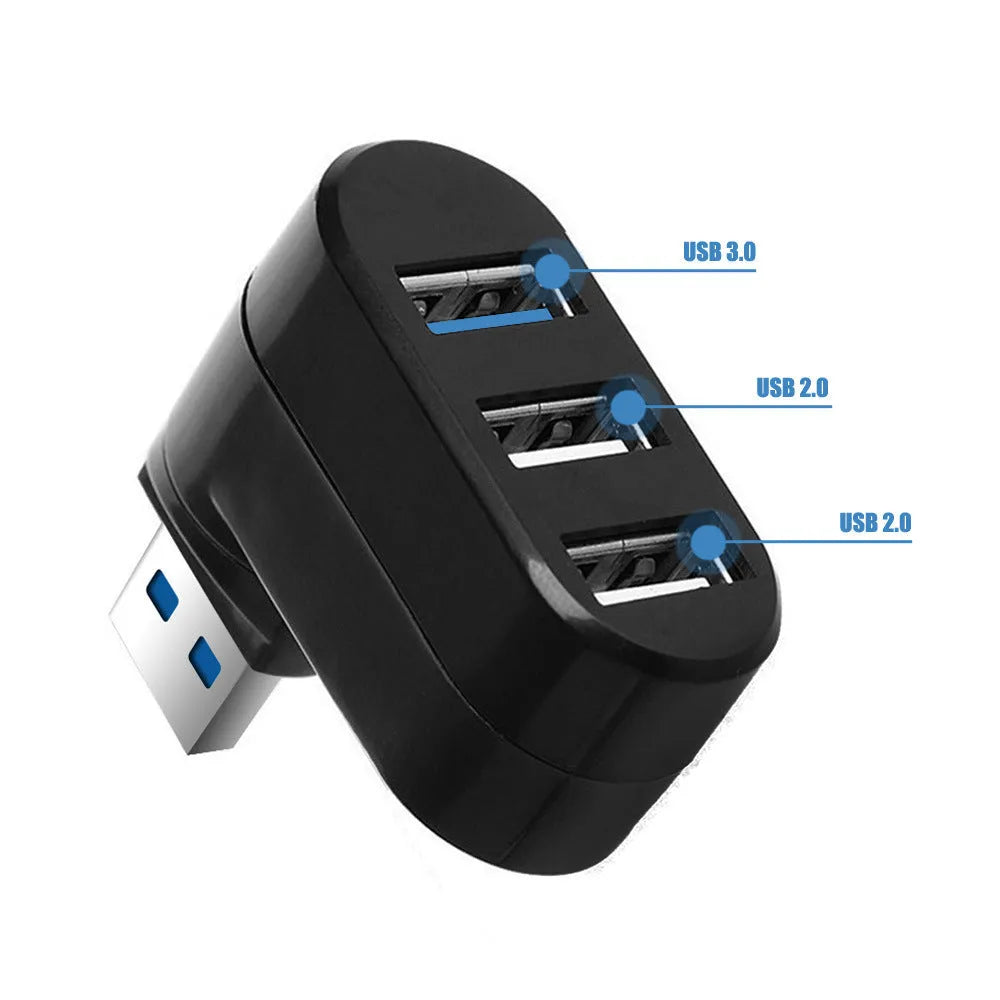 Black or white USB rotary splitter with four USB 3.0 ports for computer connectivity expansion