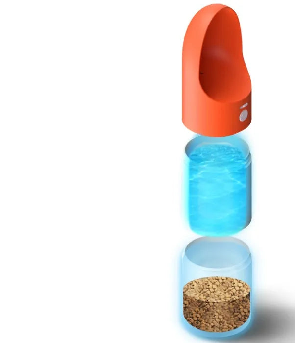 Moestar Rocket pet drinking cup in white grey colour with 270ml capacity and one-button lock
