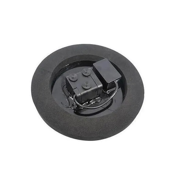 Black solar-powered fountain pump with four spray nozzles for garden birdbaths and ponds