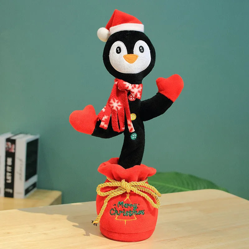 Soft dancing Christmas reindeer plush toy with recording and music functions, 32cm tall