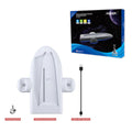 White PS5 Slim cooling and charging dock with RGB ambient lights and integrated fan.