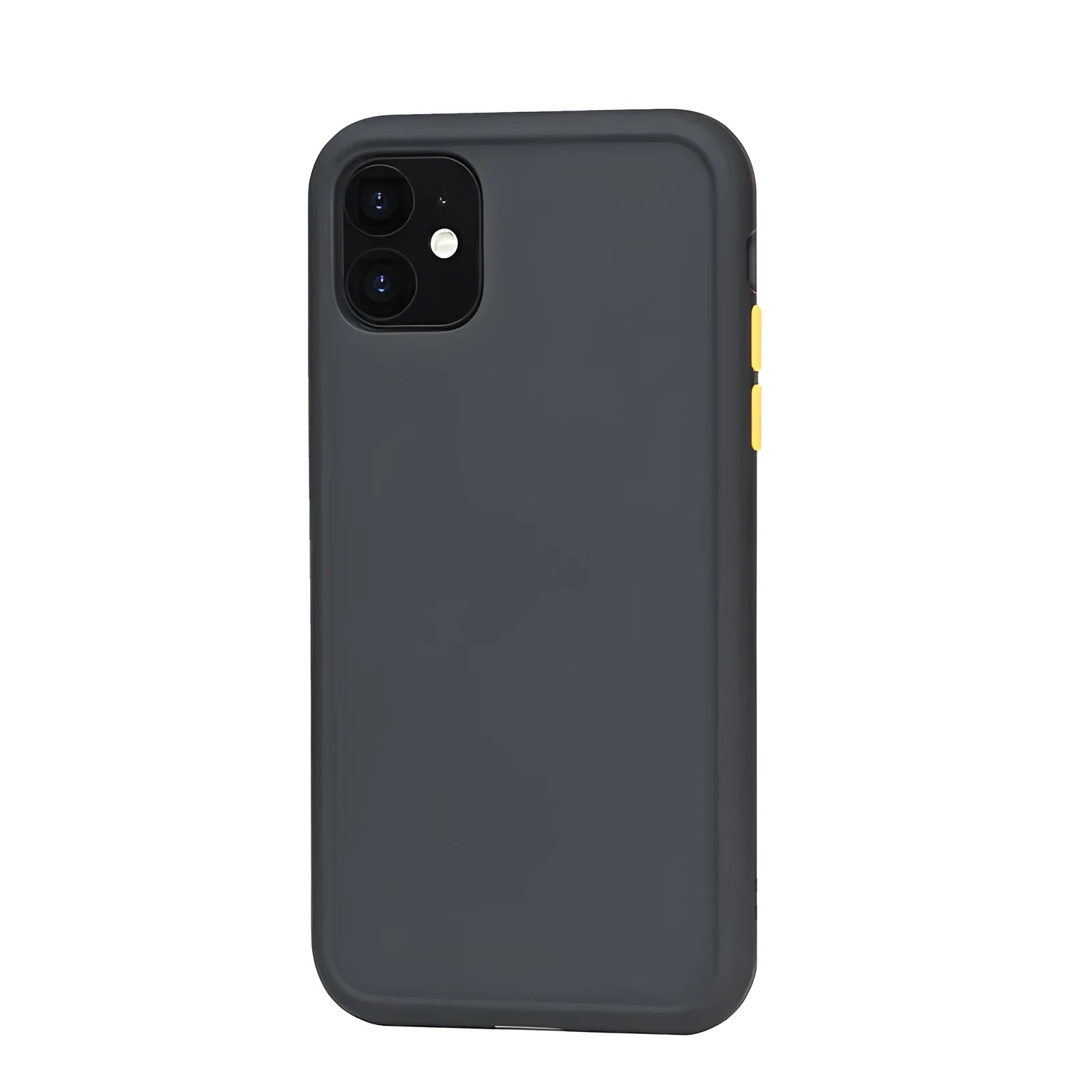 Frosted silicone phone case in black fitted onto an iPhone, with soft matte texture and slim profile