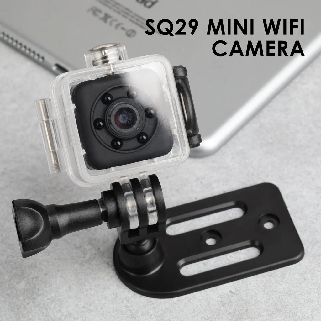SQ29 black waterproof sports camera with 300mAh battery and MicroUSB port
