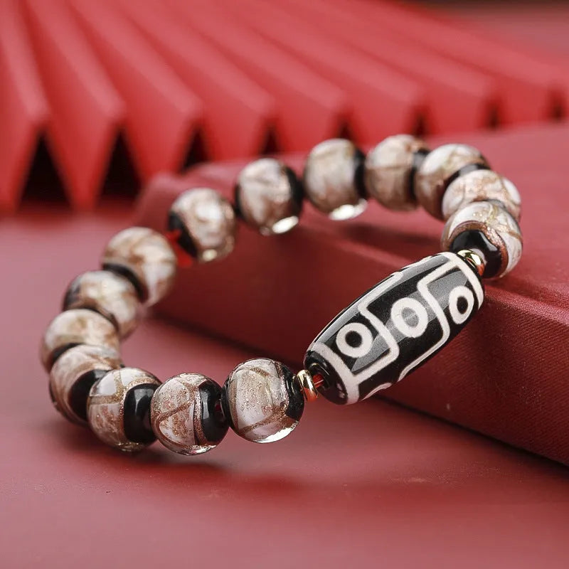 Chinese style bracelet with coloured glaze snake lucky beads in three size options