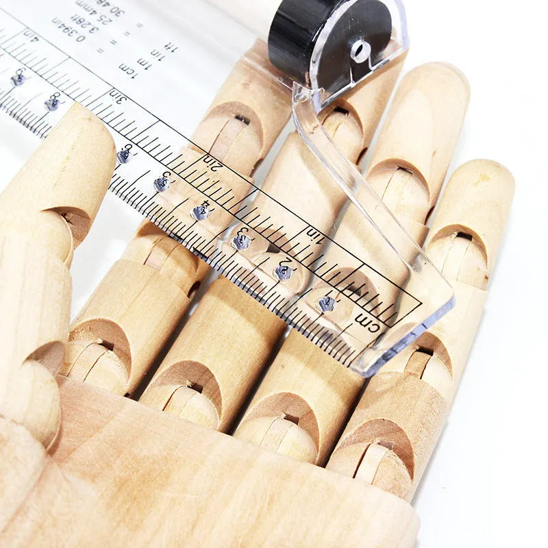 30cm plastic rolling ruler with multifunctional drawing features including rollers, angle rapporteur, and hole line guide