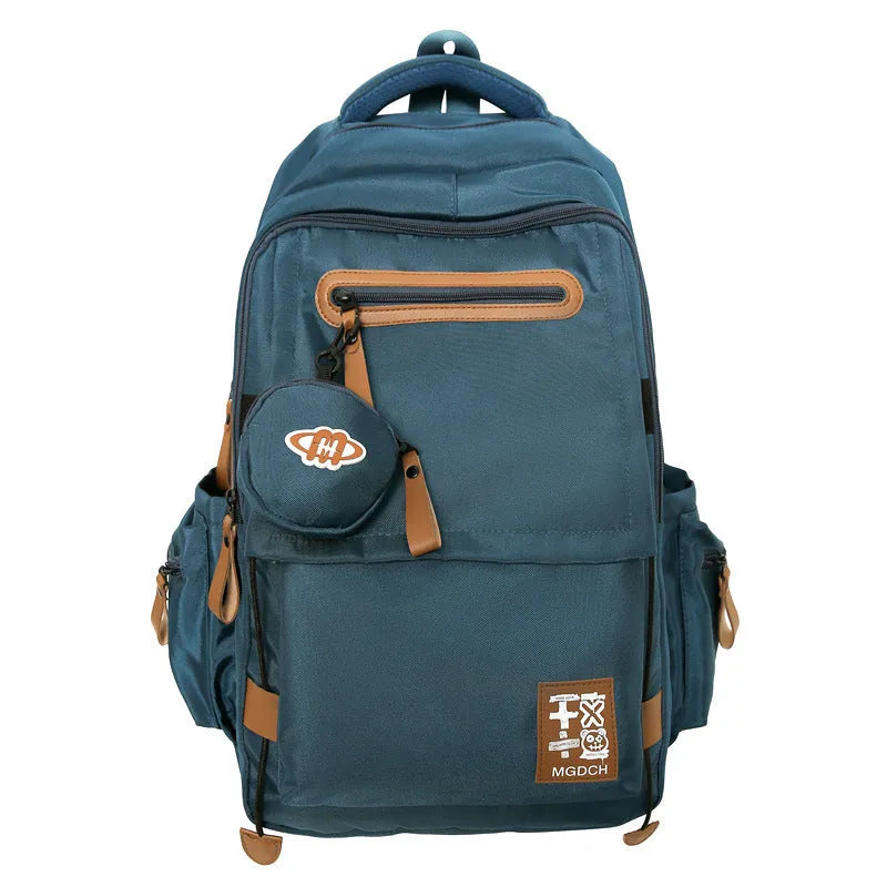 Large nylon school backpack for middle school students in street trend style