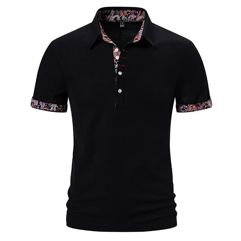 Men's turnover neck polo shirt in cotton blend fabric available in white, black and navy blue colours