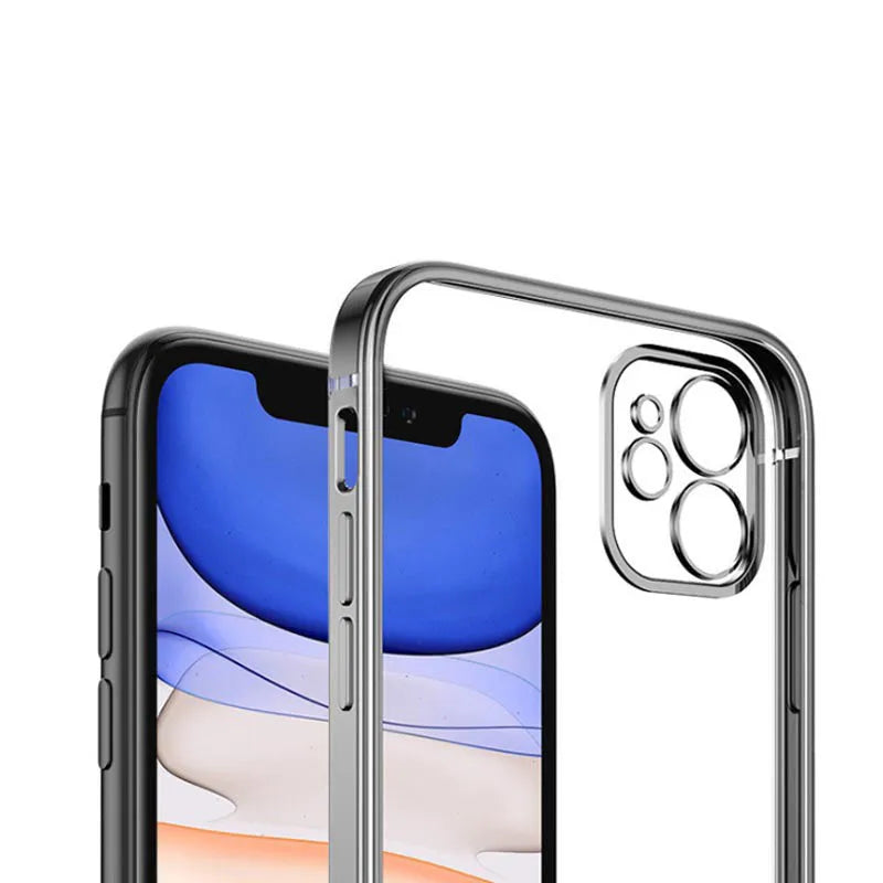 Electroplated silicone and TPU back cover for magnetic iPhone cases in various colours.