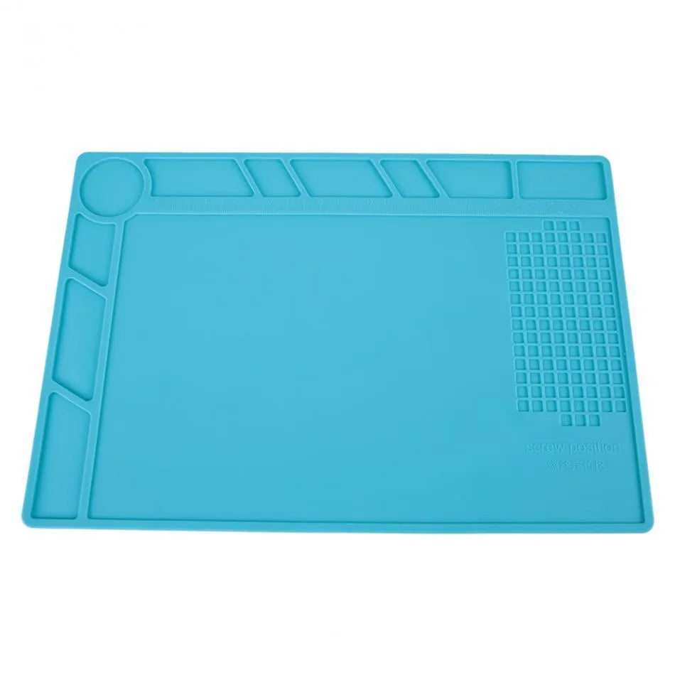 Blue silicone watch repair anti-skid mat for non-slip work surface during watch maintenance