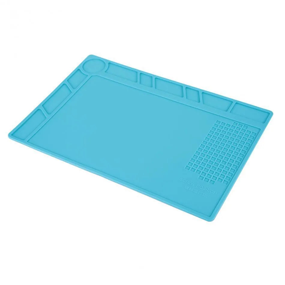 Blue silicone watch repair anti-skid mat for non-slip work surface during watch maintenance