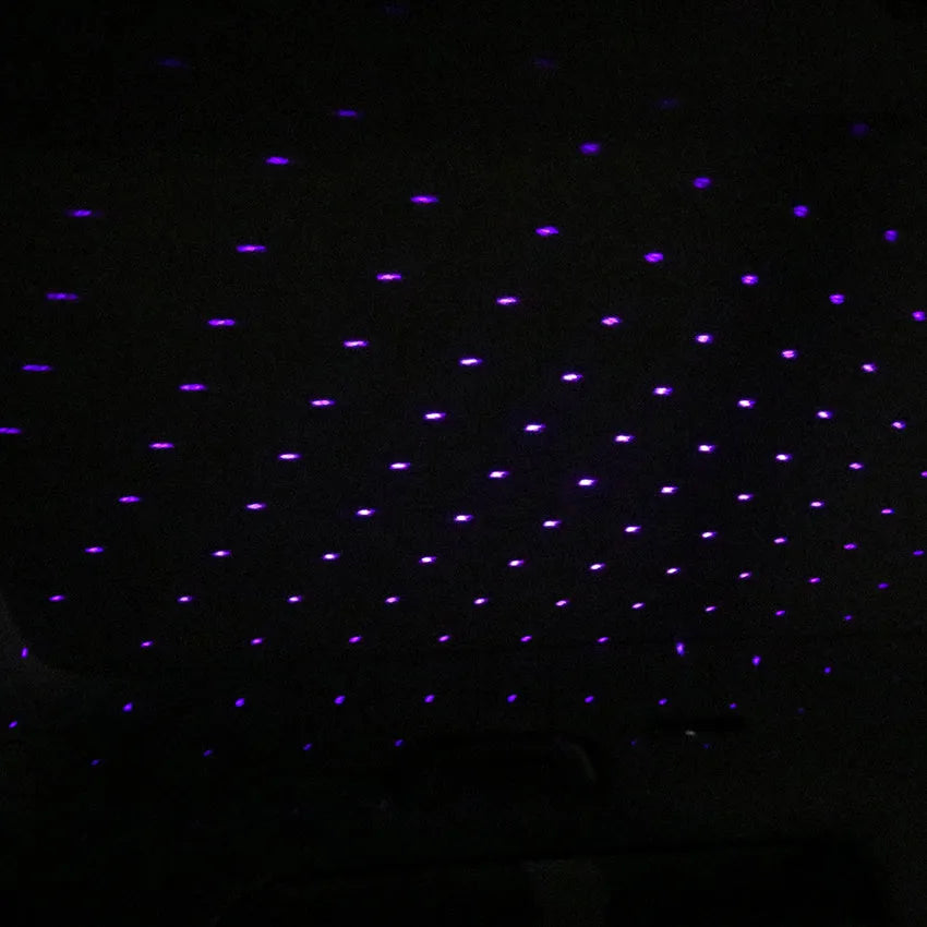 Mini LED car roof star night light with metal housing projecting star pattern in purple colour