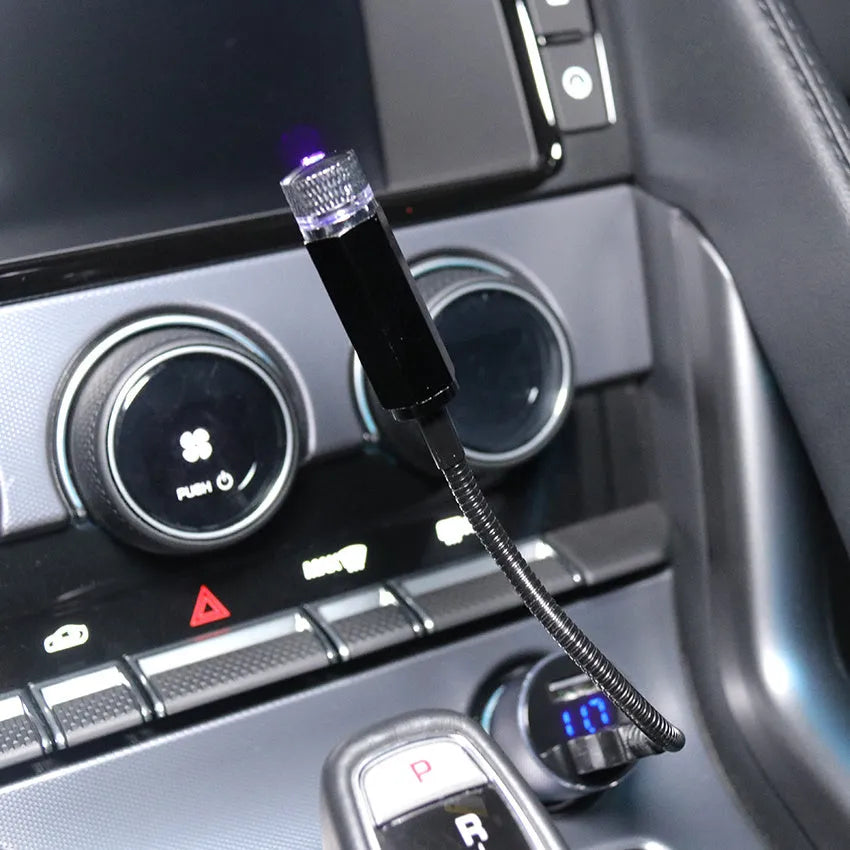 Mini LED car roof star night light with metal housing projecting star pattern in purple colour