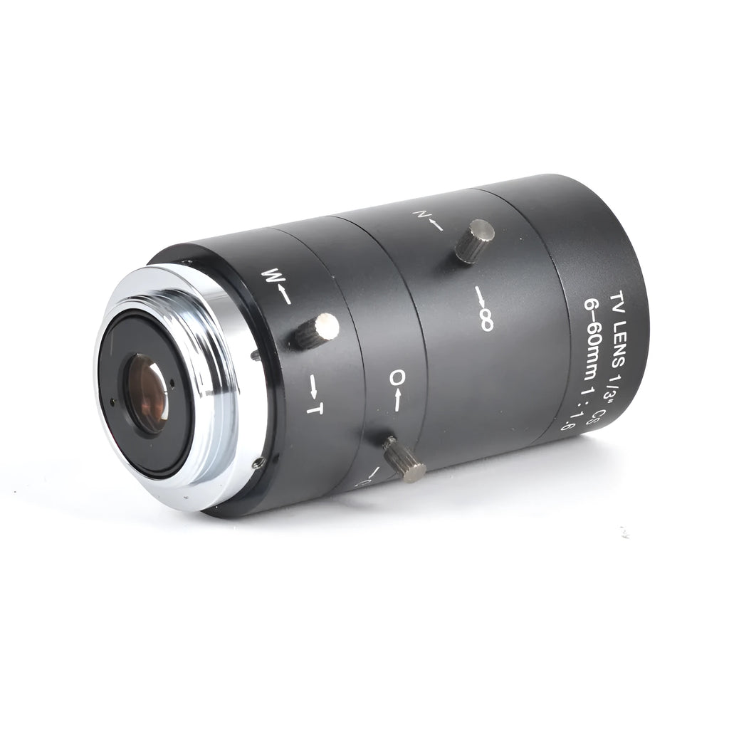 Black manual aperture 6-60mm CCTV camera lens with CS mount for surveillance systems