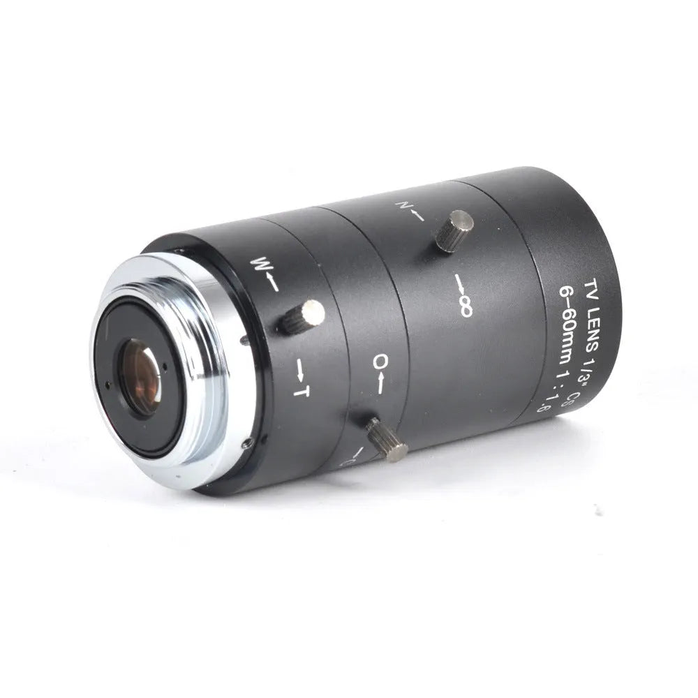 Black manual aperture 6-60mm CCTV camera lens with CS mount for surveillance systems