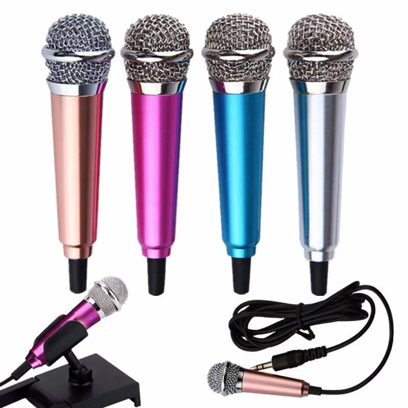 T3 wired condenser microphone for Android phones in blue, gold, red, and silver colour options