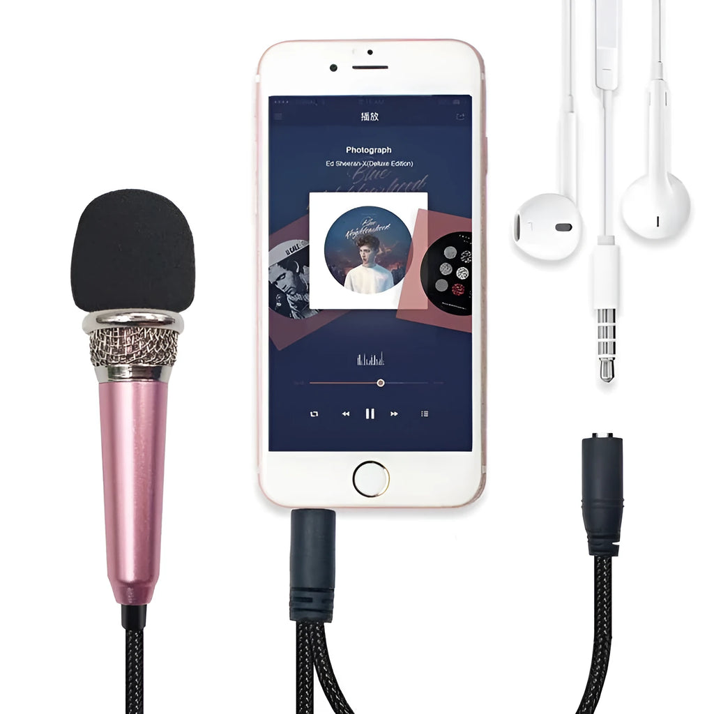 T3 wired condenser microphone for Android phones in blue, gold, red, and silver colour options