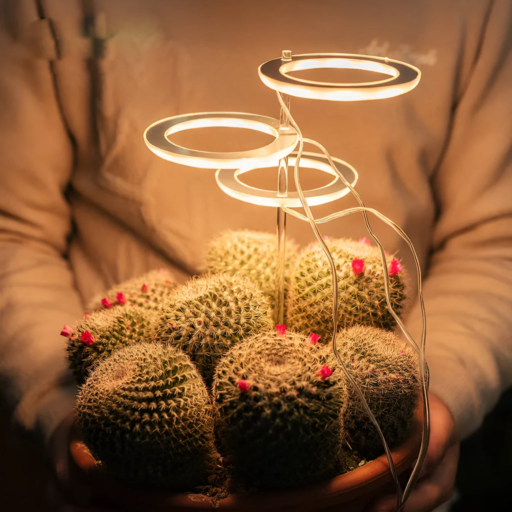 USB-powered LED plant growth light with full spectrum illumination and acrylic stick holder