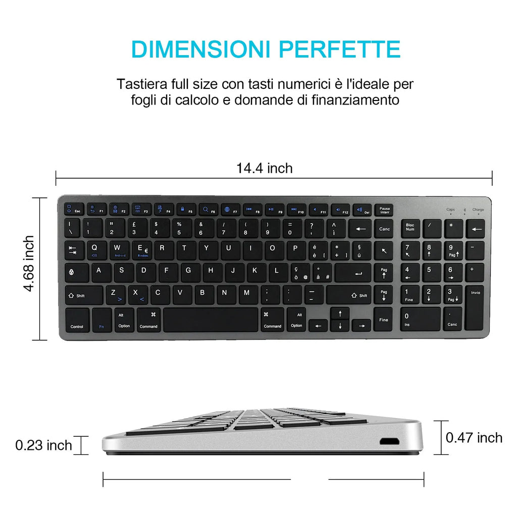 White rechargeable Bluetooth keyboard for iPad tablet and mobile phone