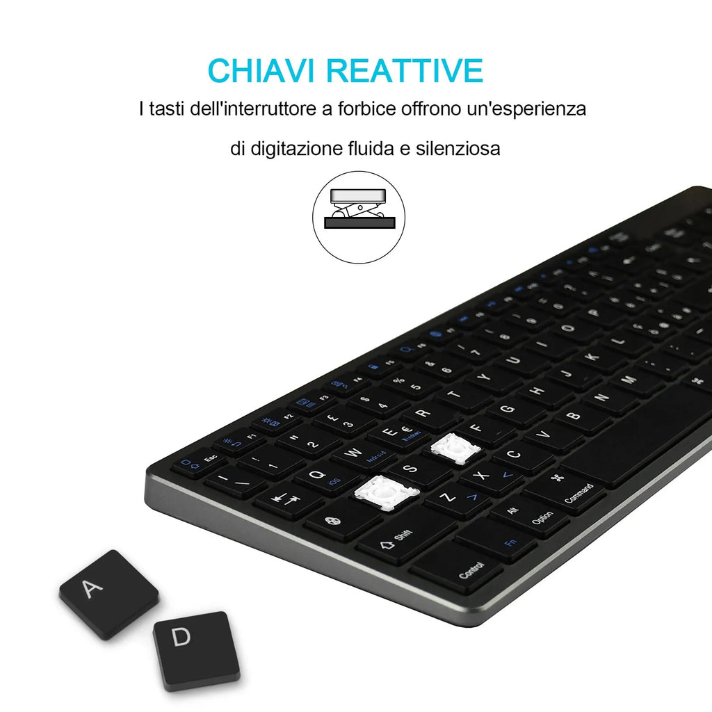 White rechargeable Bluetooth keyboard for iPad tablet and mobile phone