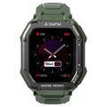 Rugged outdoor smart watch with 1.69-inch screen and silicone wristband in army green