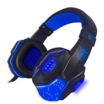 PC780 gaming headphones with microphone in black and blue colour combination, head-mounted design