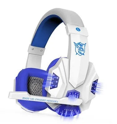 PC780 gaming headphones with microphone in black and blue colour combination, head-mounted design