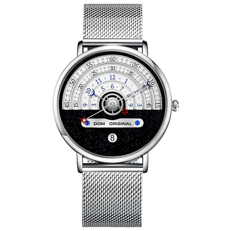 Men's gold and silver sports watch with round 40mm dial and stainless steel or leather strap