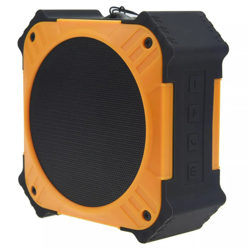 Compact waterproof Bluetooth speaker with wrist strap for outdoor use
