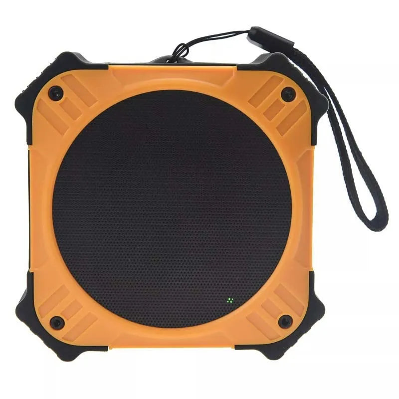 Compact waterproof Bluetooth speaker with wrist strap for outdoor use