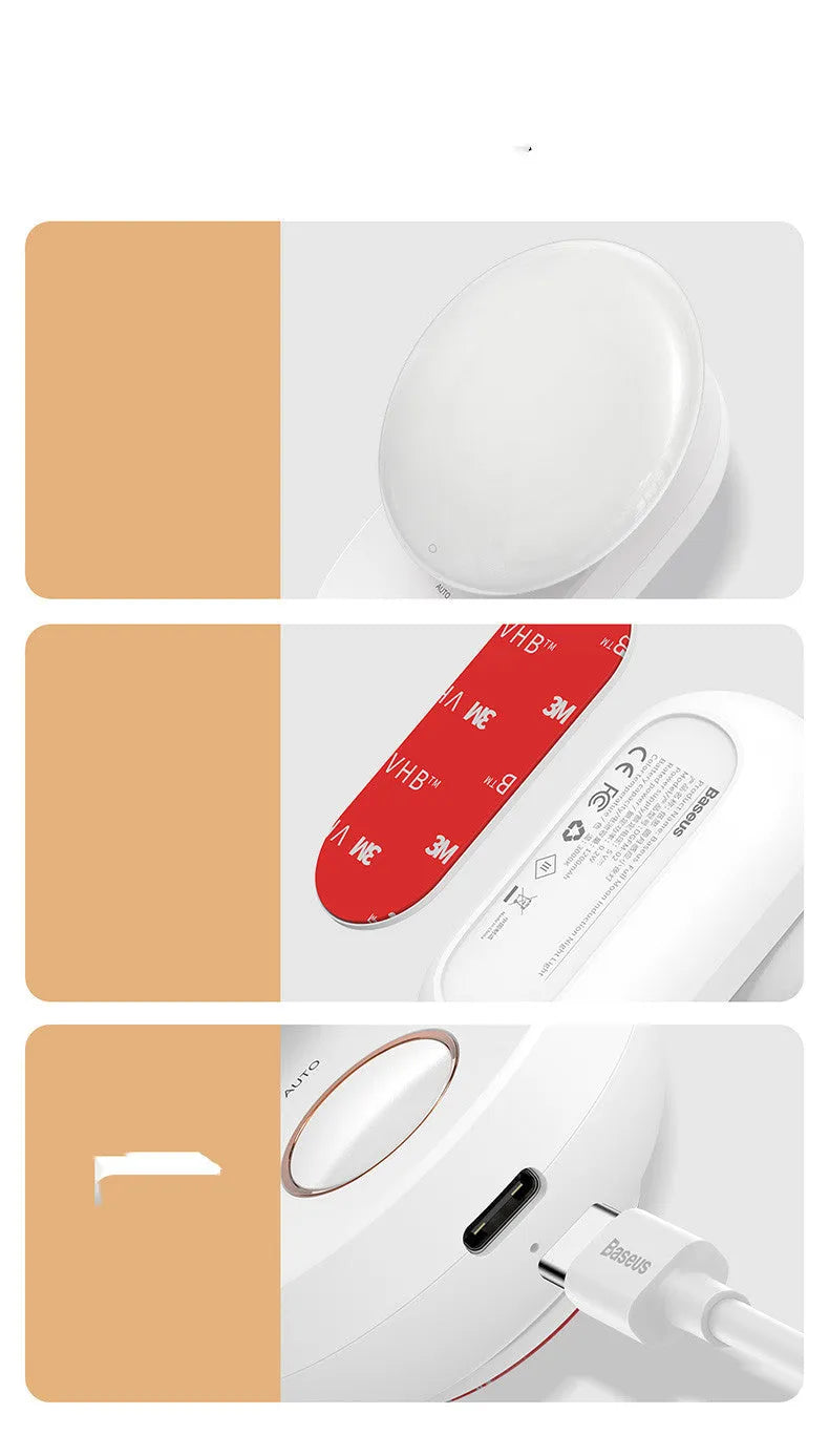 White rechargeable night light with motion sensor for bedside use