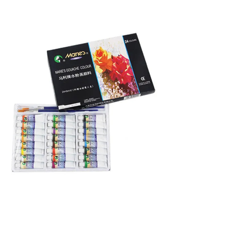 Boxed set of Marley gouache paint tubes in 12ml size showing colour options