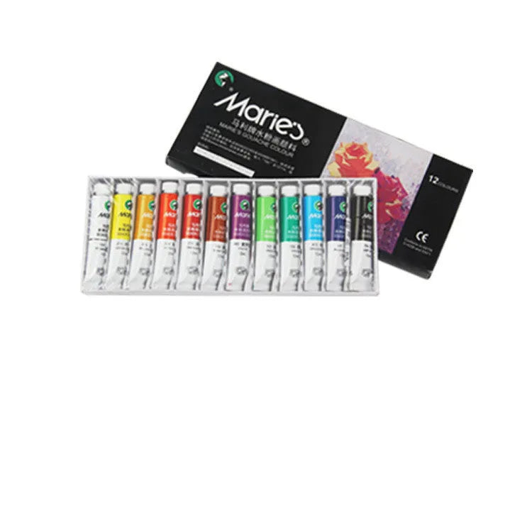 Boxed set of Marley gouache paint tubes in 12ml size showing colour options