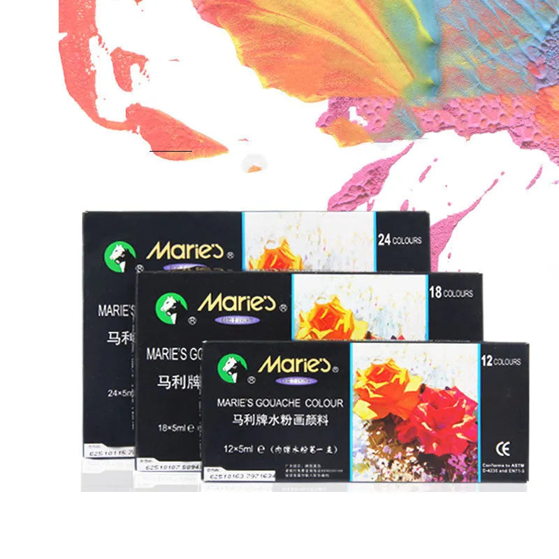 Boxed set of Marley gouache paint tubes in 12ml size showing colour options