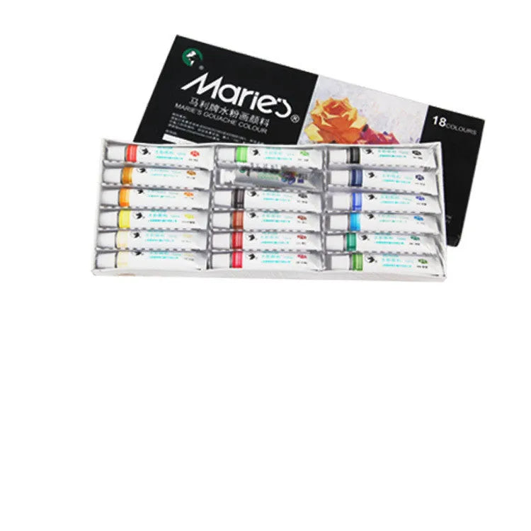 Boxed set of Marley gouache paint tubes in 12ml size showing colour options