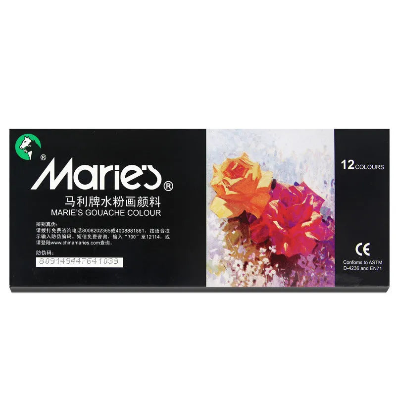 Boxed set of Marley gouache paint tubes in 12ml size showing colour options