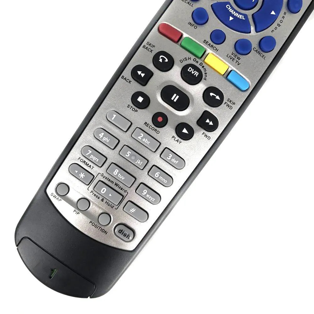 Black flat universal remote control for DISH Network satellite receivers