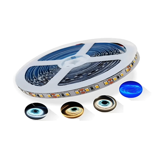 2835 and 5050 white LED light strip on a reel for commercial shelf lighting.