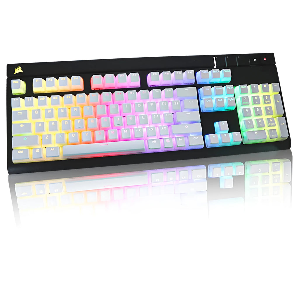 White PBT pudding keycaps 141-key set for mechanical keyboards with RGB backlighting