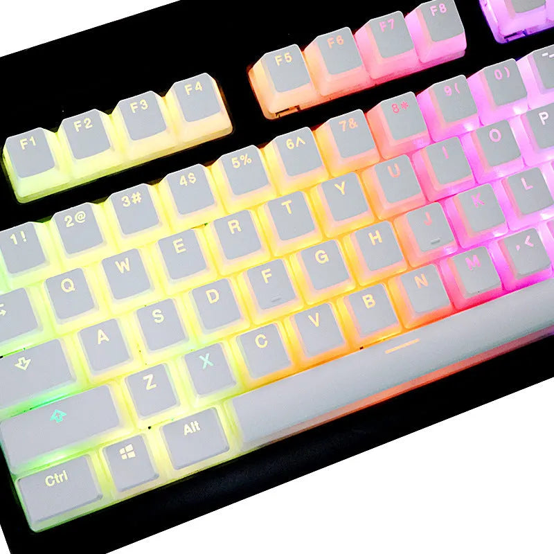 White PBT pudding keycaps 141-key set for mechanical keyboards with RGB backlighting