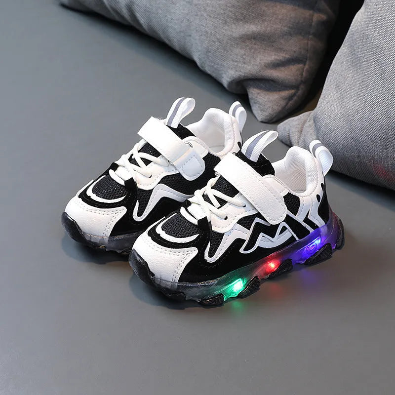 Kids mesh velcro sneakers in black, grey, or pink with rubber soles for ages 1-6 years