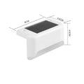 Four white solar railing lights for outdoor steps and fences with IP65 waterproof rating
