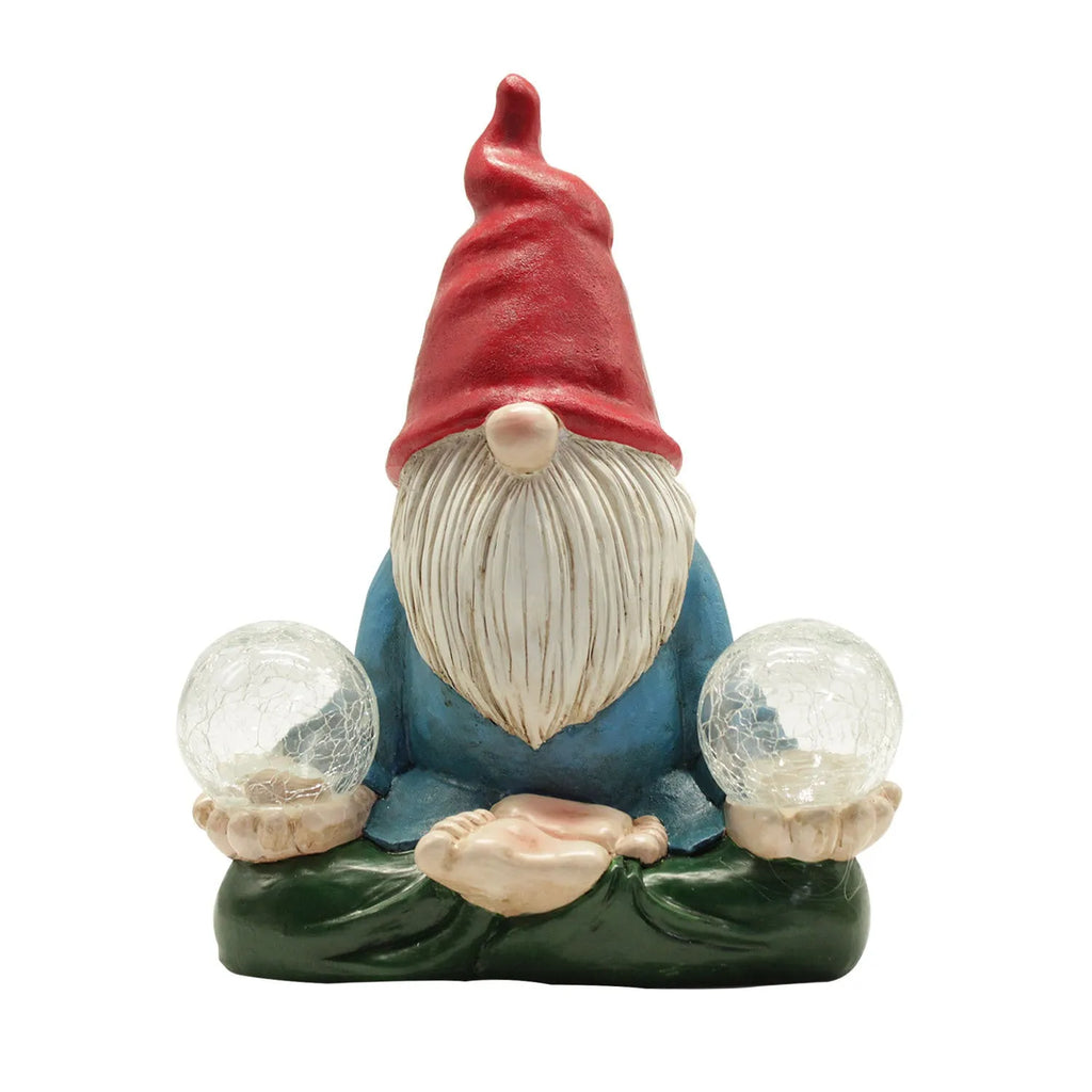 Solar LED resin dwarf doll outdoor statue in faceless old man style for garden decoration