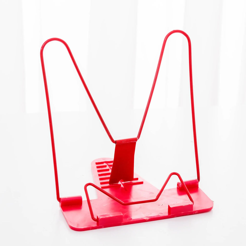 Multifunctional reading frame book holder in red, green, or blue colour options