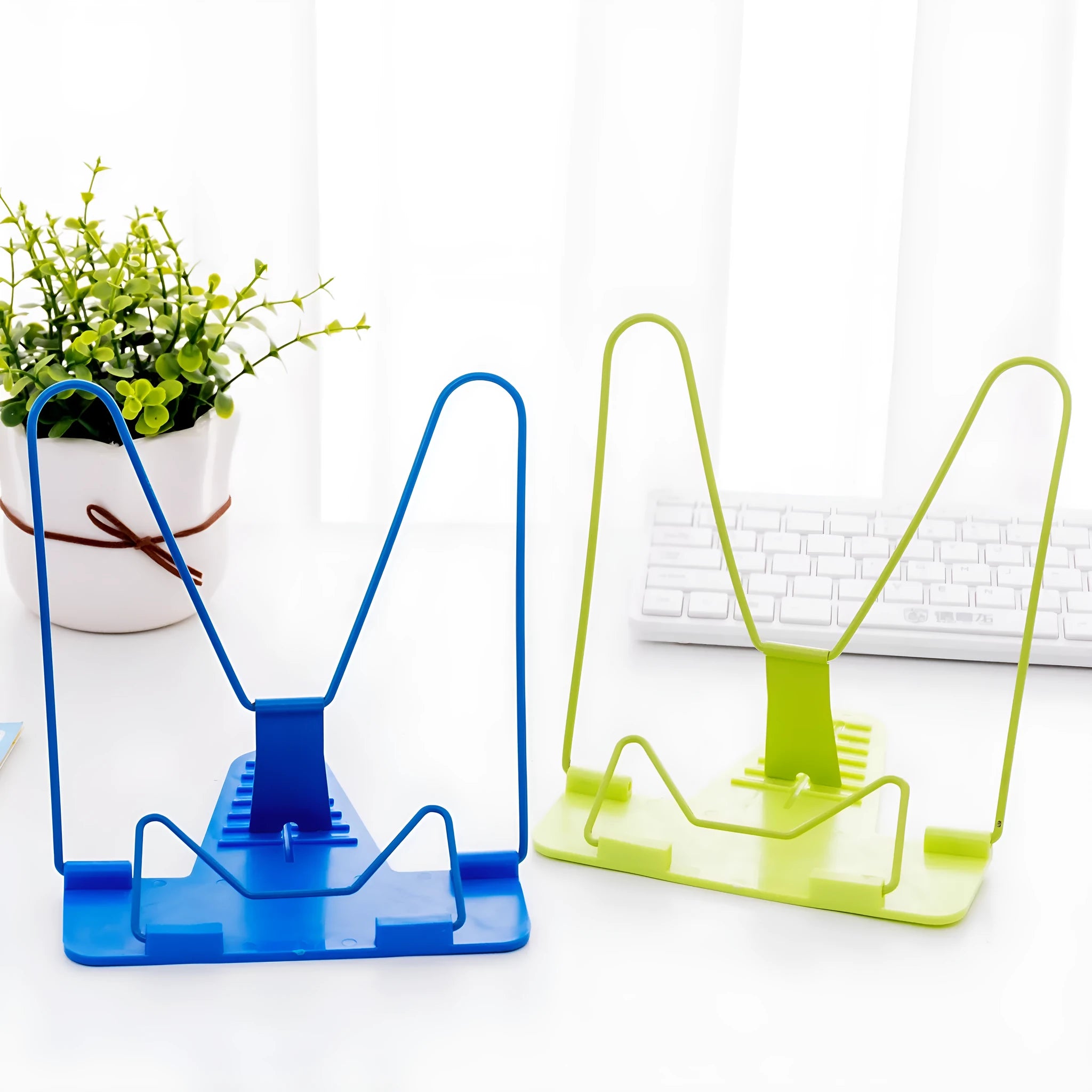 Multifunctional reading frame book holder in red, green, or blue colour options