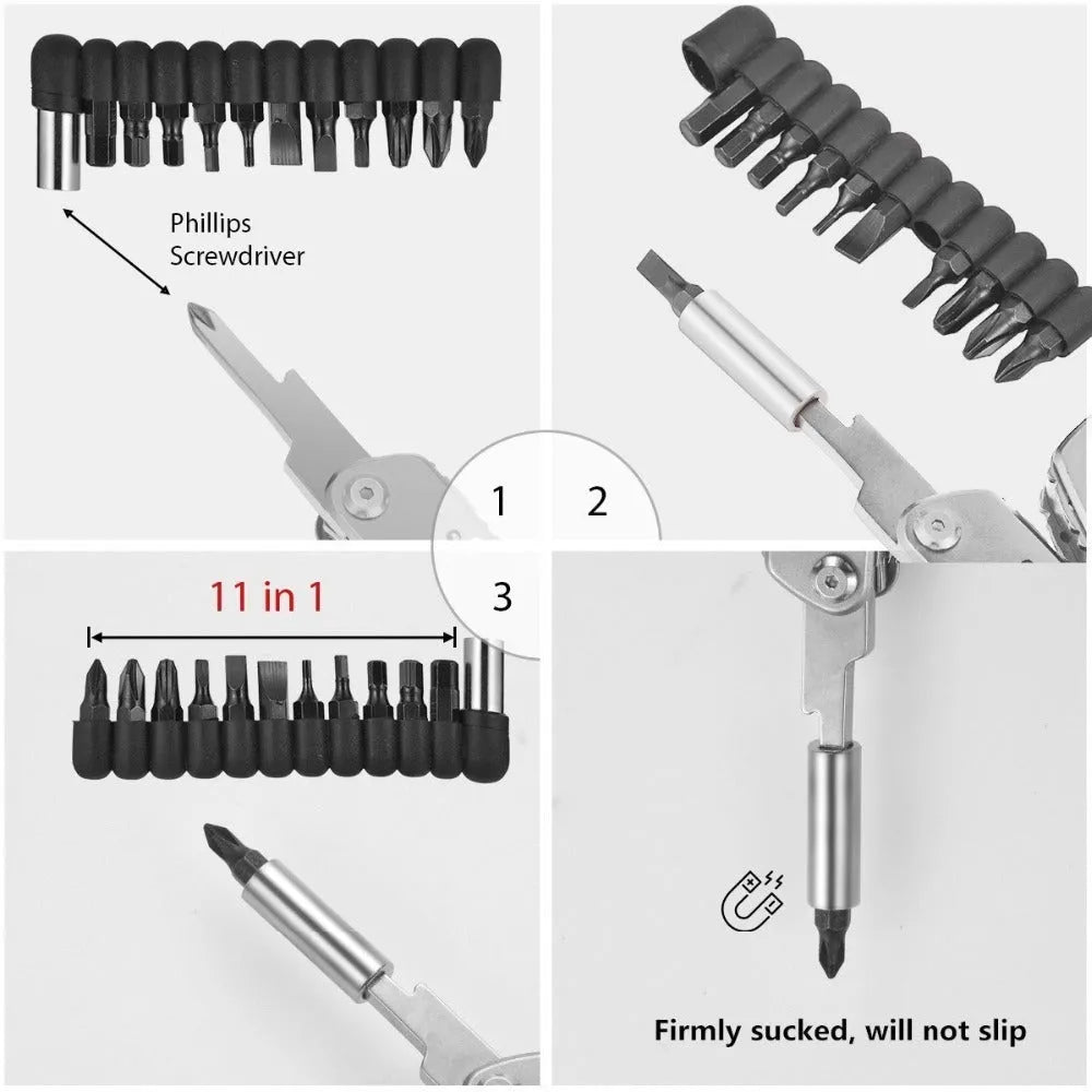 Silver multifunctional folding pliers tool with knife, pliers and bottle opener for camping outdoor use