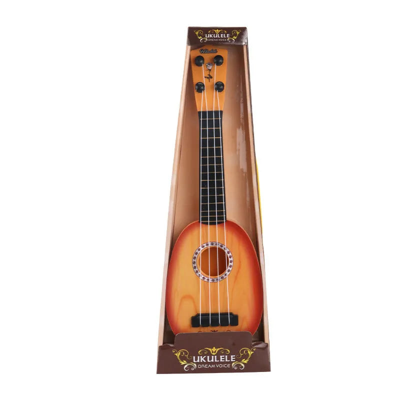 Retro guitar toy simulation ukulele for children's musical training with safety plastic construction