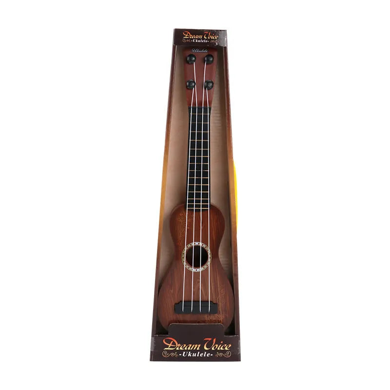 Retro guitar toy simulation ukulele for children's musical training with safety plastic construction